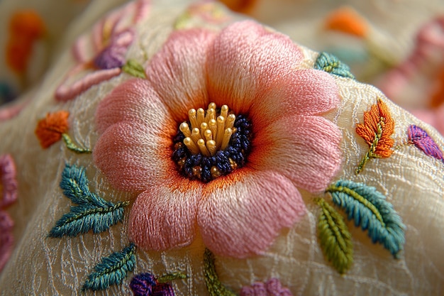 haftowany kwiatowy motyw